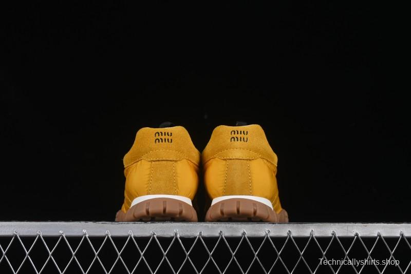 Miu Miu Suede Round Toe Lace-Up Women's Low-Top Casual Shoes - 99D4