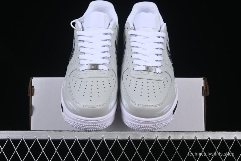 Nike Air Force 1 '07 Low Shadow Knight Grey White Black Casual Sneakers - CW2288-111