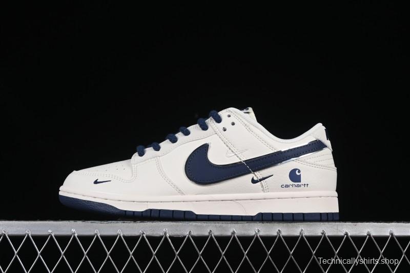 Nike SB Dunk Low Carhartt Collaboration Anniversary Premium Custom Sneakers with White and Blue Swoosh - SJ1089-008
