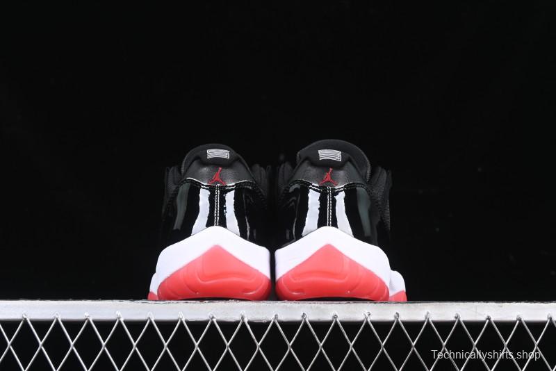 Nike Air Jordan 11 Low Bred Basketball Shoes with Patent Leather and Carbon Fiber - FV5104-006