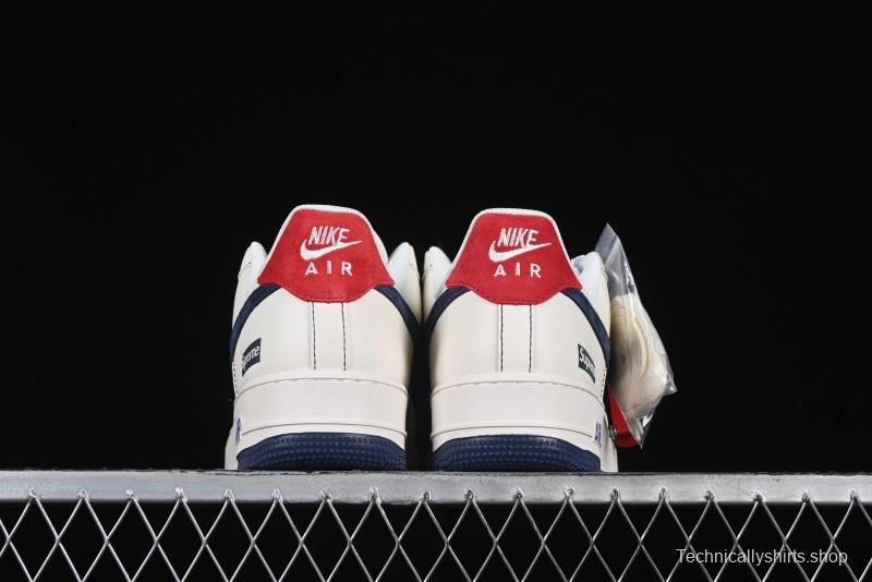 Nike Air Force 1 '07 Low Supreme Collaboration Sneakers with Red Tab and Blue Swoosh - BB7518-021