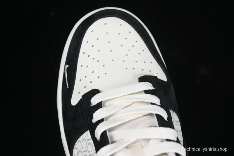 Nike SB Dunk Low Gucci Collaboration Black White Lettering Anniversary High-End Custom Low-Top Casual Skate Shoes - DJ2024-098