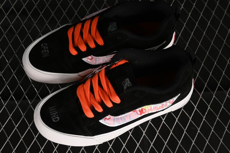 Vans Classics Knu Skool Retro Sneakers with Embroidered Graffiti Design and Thick Tongue - VN000CS00ZB