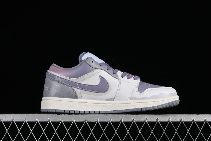 Nike Air Jordan 1 Low AJ1 Retro Basketball Shoes with Panda Mischief Modern Floral Design - 553560-053