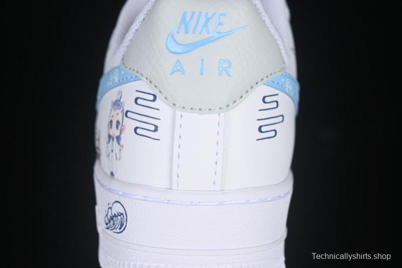 Nike Air Force 1 '07 Low Casual Sneakers with Erciyuan Hand-Painted Graffiti Lingzhu Aobing Design - HF0022-010