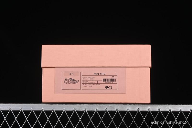 Miu Miu Suede Round Toe Lace-Up Low Top Women's Casual Shoes - 99D4