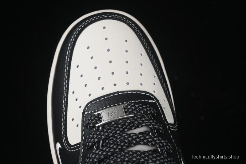 Nike Air Force 1 '07 Low Stussy Collaboration Grey Blue Black Leather Low-Top Casual Sneakers - XZ6188-199