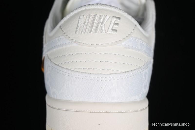 Nike SB Dunk Low Gucci Collaboration - Silver White Pattern Anniversary High-End Custom Low-Top Casual Sneakers BB9676-312