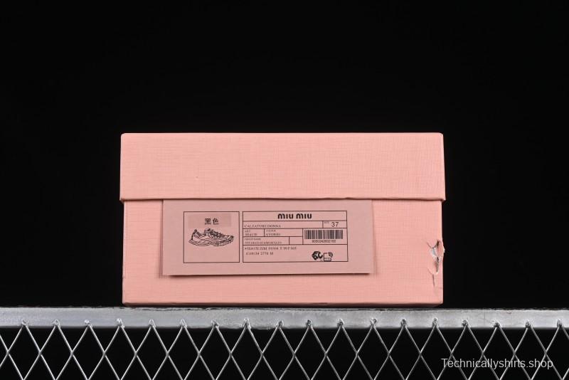 Miu Miu Suede Round Toe Lace-Up Women's Low-Top Casual Shoes - 99D4