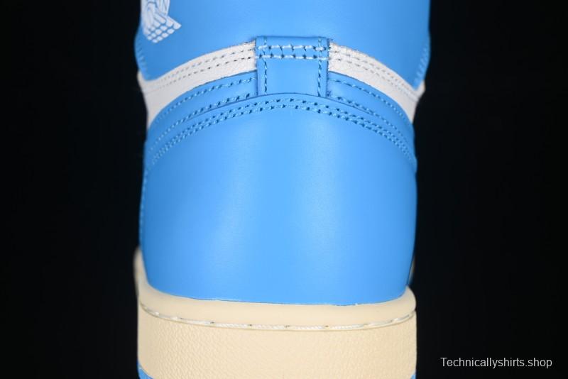 Nike Air Jordan 1 High OG "UNC Reimagined" Retro Basketball Shoes with Cracked Leather and Vintage Midsole - DZ5485-402