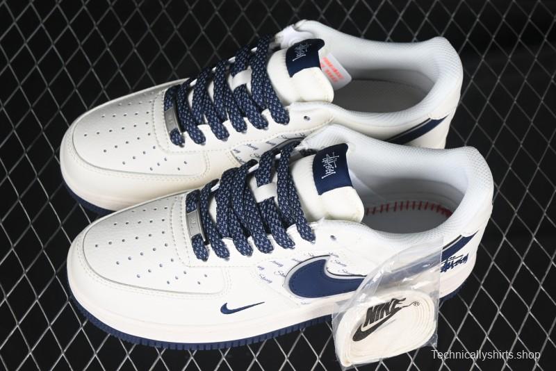 Nike Air Force 1 '07 Low Stussy Collaboration - Navy Blue & Off-White Low-Top Casual Sneakers - XZ3328-568