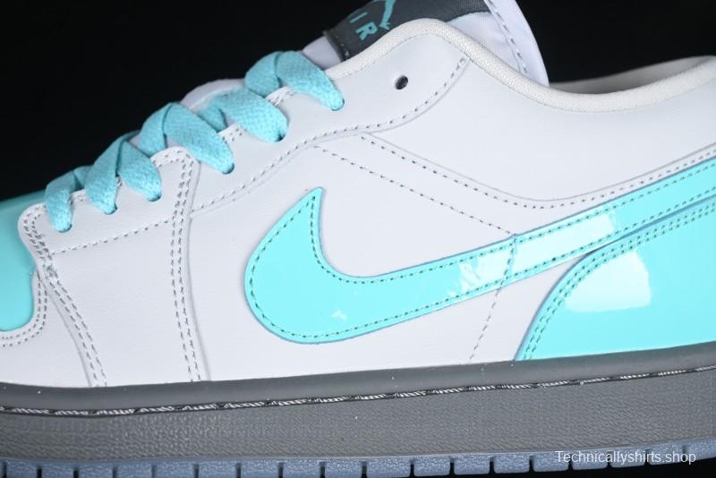 Nike Air Jordan 1 Low AJ1 Patent Leather Grey Green Casual Sneakers - HQ3599-025