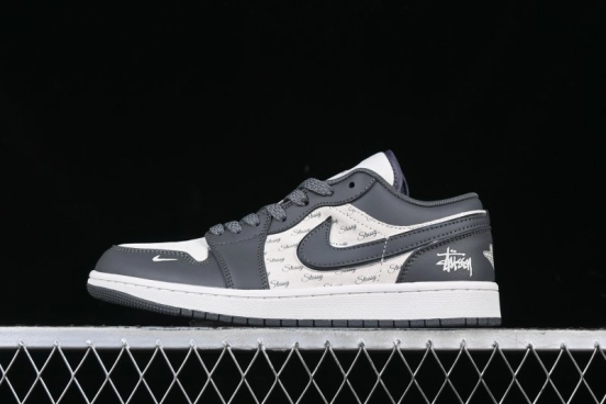 Nike Air Jordan 1 Low Stussy Collaboration - Signal Black Retro Basketball Shoes - XX3318-966
