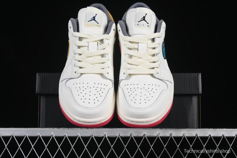 Nike Air Jordan 1 Low AJ1 Mismatched Swoosh Casual Sneakers - HV4511-133