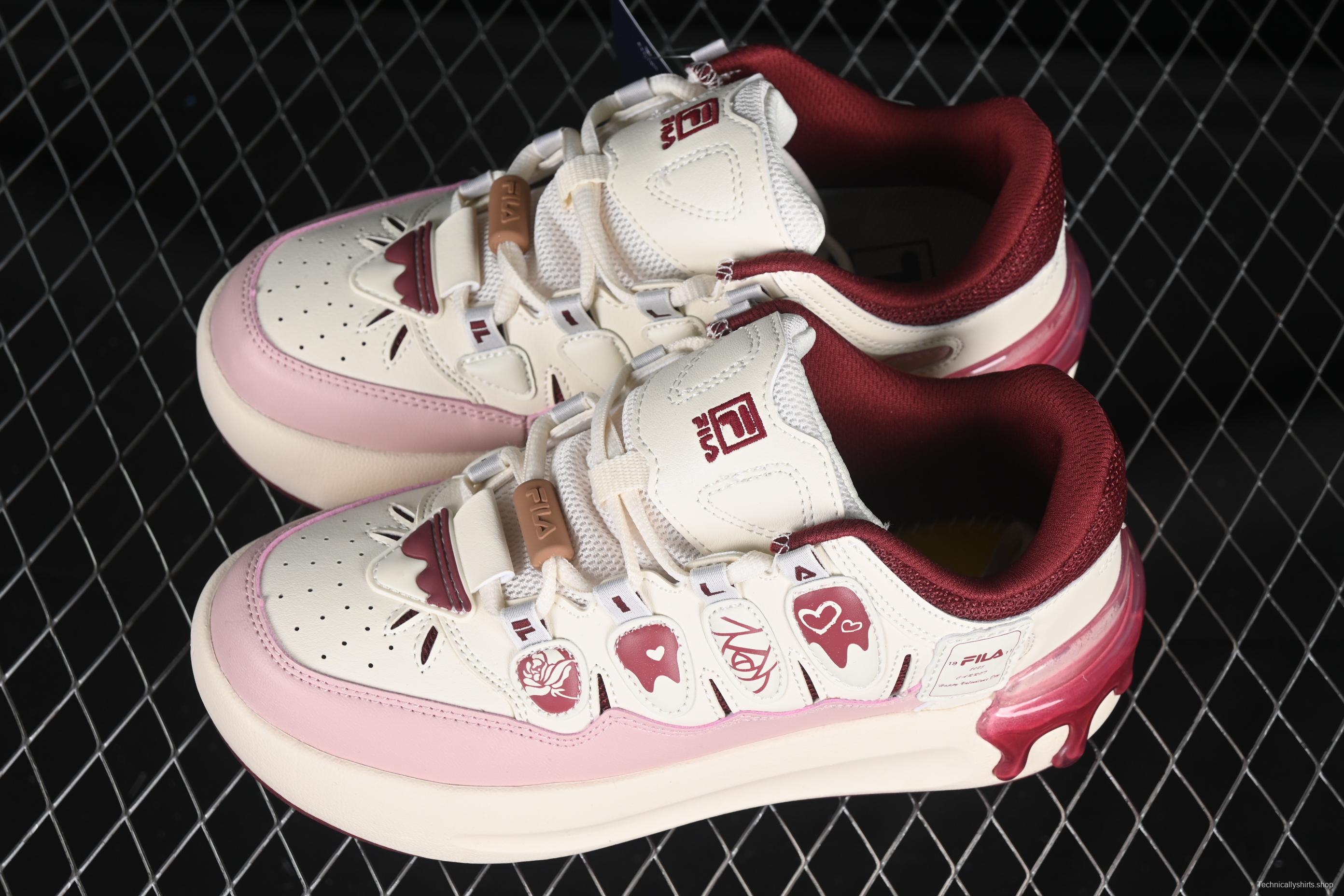 FILA x Artist Series – Limited Edition Drip Detailing Sneakers in Cream & Burgundy