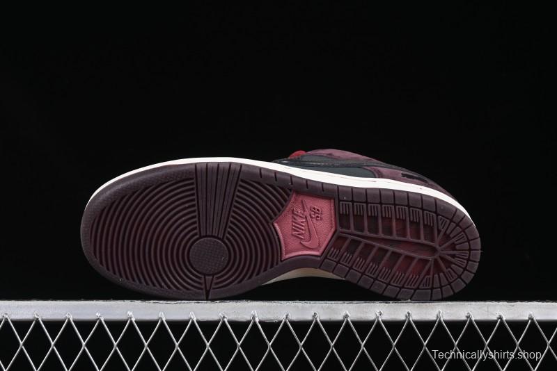 Nike SB Dunk Low "Dark Burgundy & Black" - Premium Suede Skate Shoes