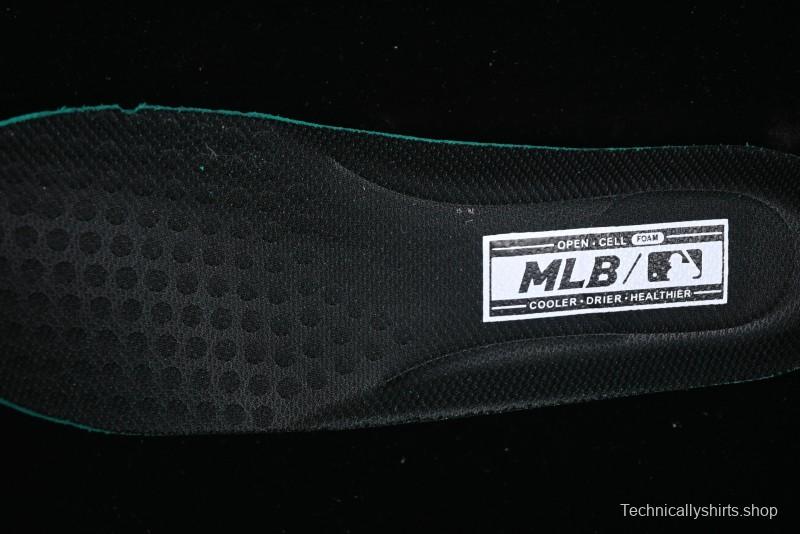 NY Yankees Black Leather Sneakers with Bold Orange Logo