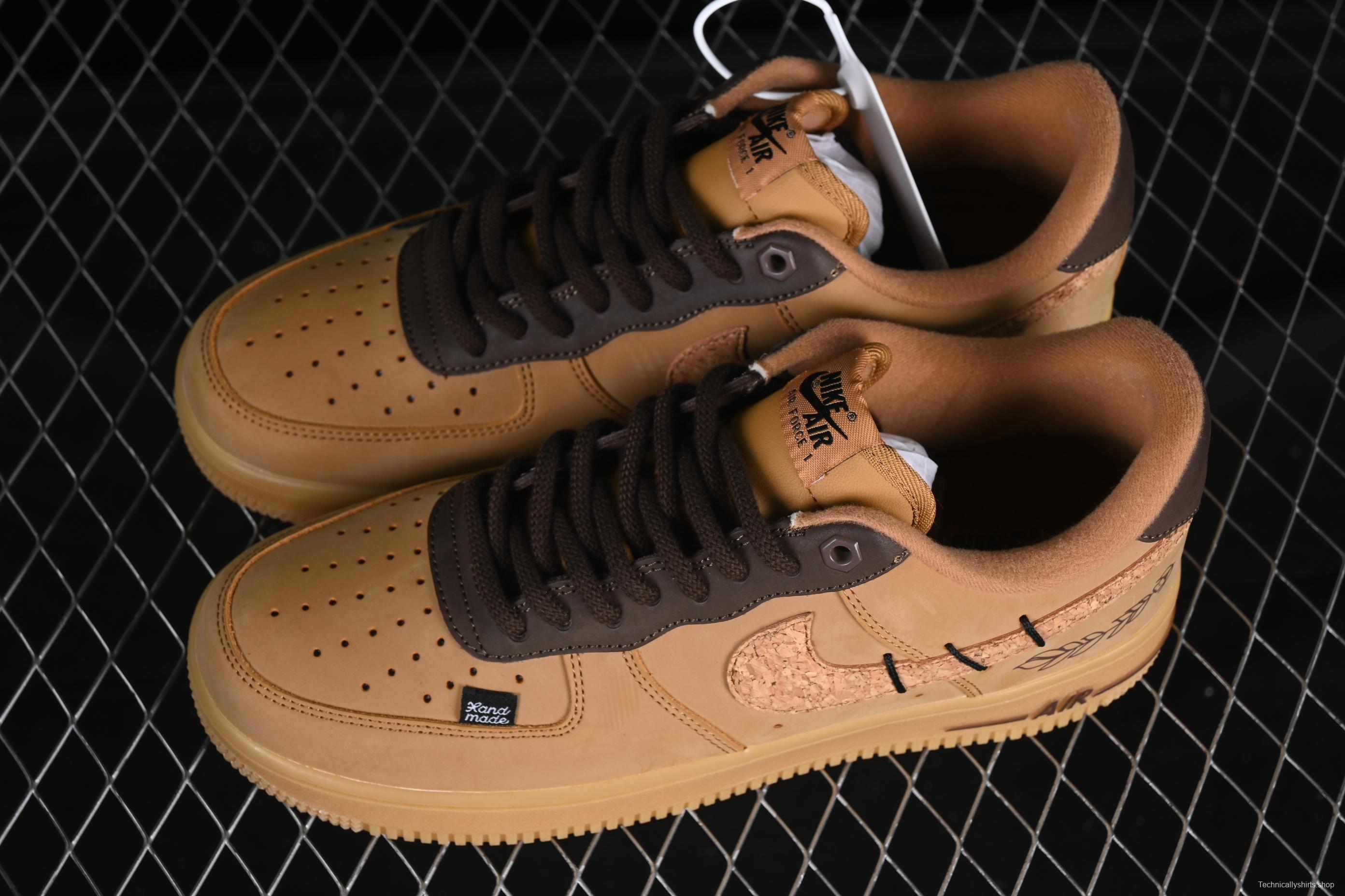 Nike Air Force 1'07 Low Wheat Casual Sneakers with Full-Length Air Cushion - CJ9179-200
