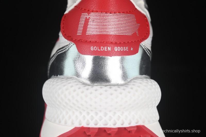 Golden Goose Marathon White Red Silver Comfortable Low-Top Lifestyle Sneakers - H8D4