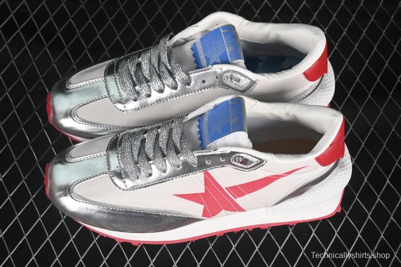 Golden Goose Marathon White Red Silver Comfortable Low-Top Lifestyle Sneakers - H8D4