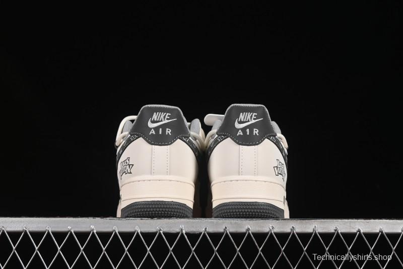 Nike Air Force 1 '07 Low LV Collaboration Two-Tone Grey Pattern Lace-Up Casual Sneakers - DM6868-063
