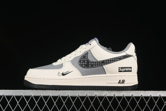 Nike Air Force 1 '07 Low Supreme Collaboration Beige Gray Building Blocks Casual Sneakers - XS1958-568