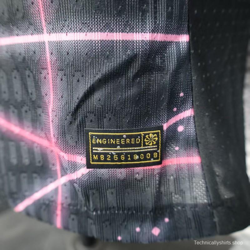 Player Version 25/26 Paris Saint-Germain PSG Black with Neon Geometric Network Jersey