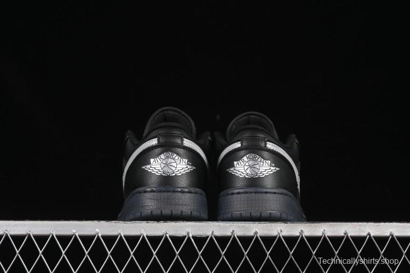 Nike Air Jordan 1 Low AJ1 Basketball Shoes Black White Canvas Leather Panel - HV5968-001