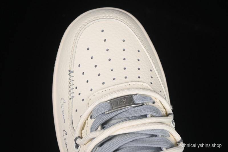 Nike Air Force 1 '07 Low Stussy Collaboration Grey Diamond Lace-Up Casual Sneakers - DM6868-072