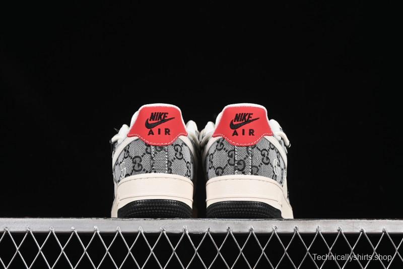 Nike Air Force 1'07 Low Gucci Collaboration Grey Pattern Drawstring Casual Sneakers - YX5066-319