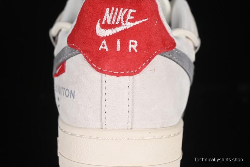Nike Air Force 1 '07 Low LV Collaboration Two-Tone Red Heel Drawstring Casual Sneakers - DM6868-084