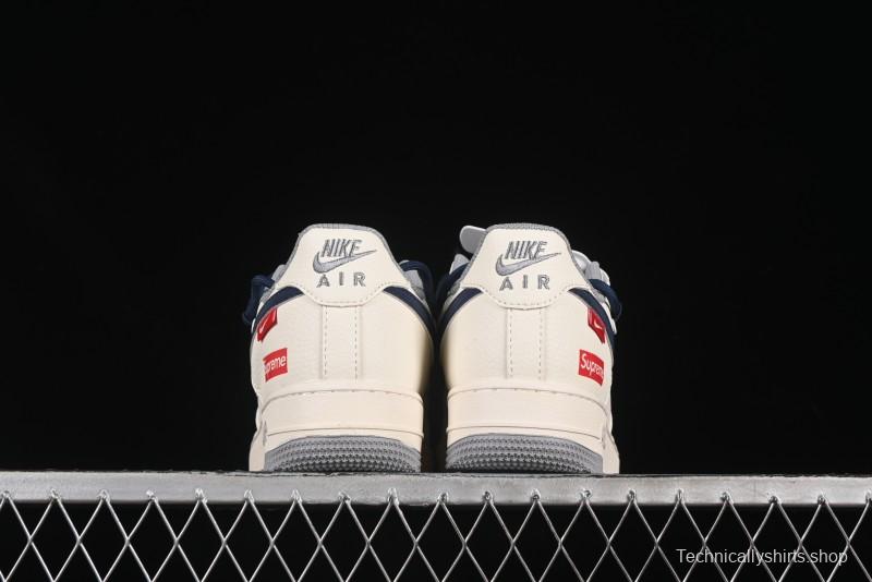 Nike Air Force 1 '07 Low Supreme Collaboration Two-Tone Blue Grey Lace-Up Casual Sneakers - DM6868-068