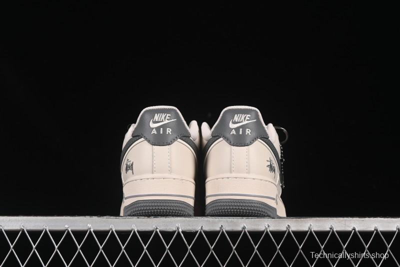 Nike Air Force 1 '07 Low Stussy Collaboration Pig Grey Swoosh Grey Sole Casual Sneakers - XX3168-126