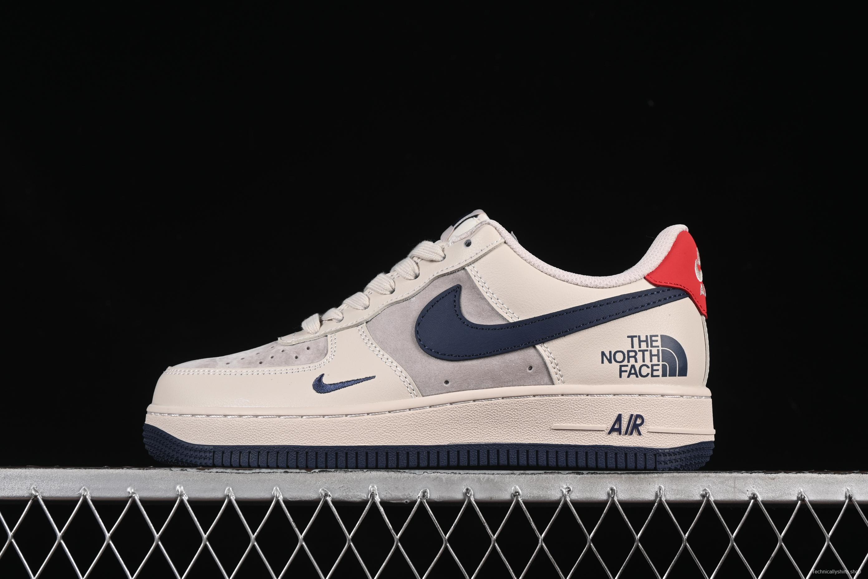 Nike Air Force 1 '07 Low The North Face Collaboration Red Heel Navy Blue Casual Sneakers - XX3168-133