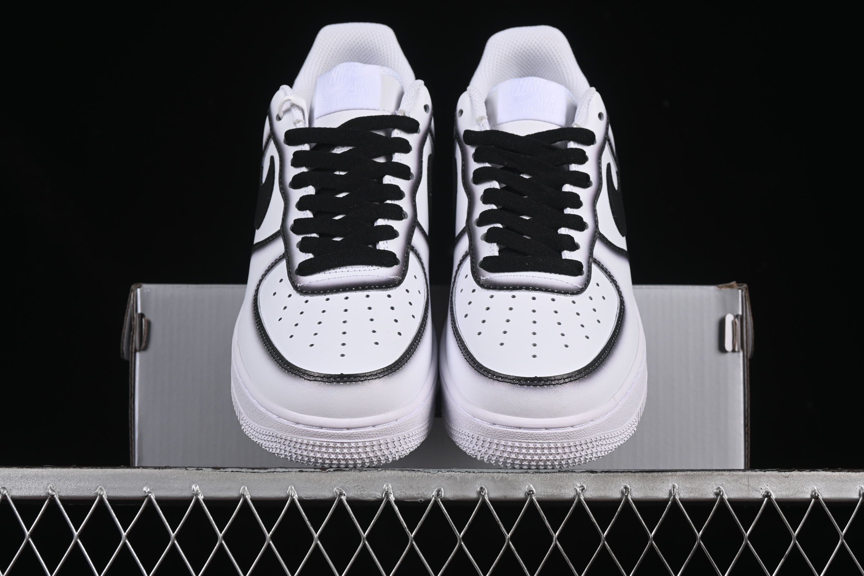 Nike Air Force 1'07 Low Casual Sneakers with Black Border, Green Swoosh & Gold Embroidery - ZH0316-075
