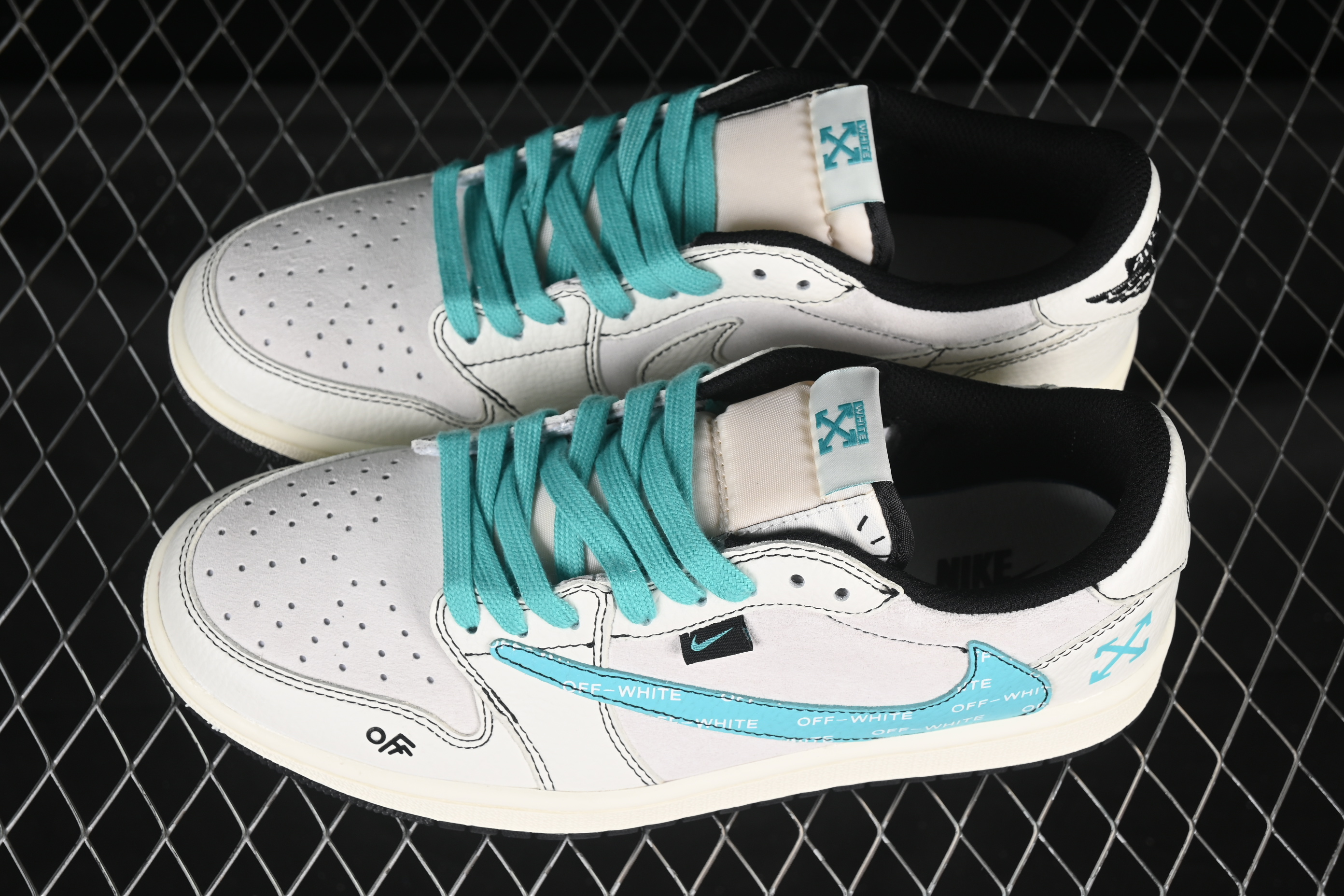 Nike Air Jordan 1 Low AJ1 OFF-White Collaboration - Light Grey Low-Top Retro Lifestyle Sneakers - XZ5749-005