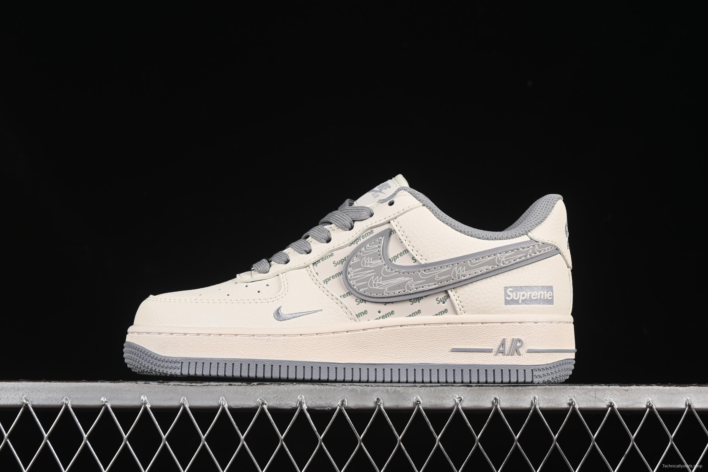 Nike Air Force 1 '07 Low Supreme Collaboration Beige Multi-Swoosh Casual Sneakers - XX3168-147