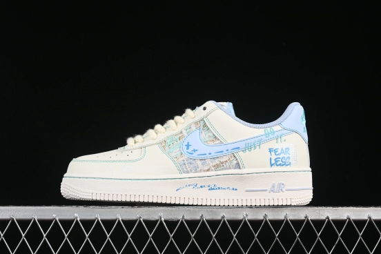 Nike Air Force 1'07 Low "Love Words" Casual Sneakers with Blue Romantic Design - FJ7740-510