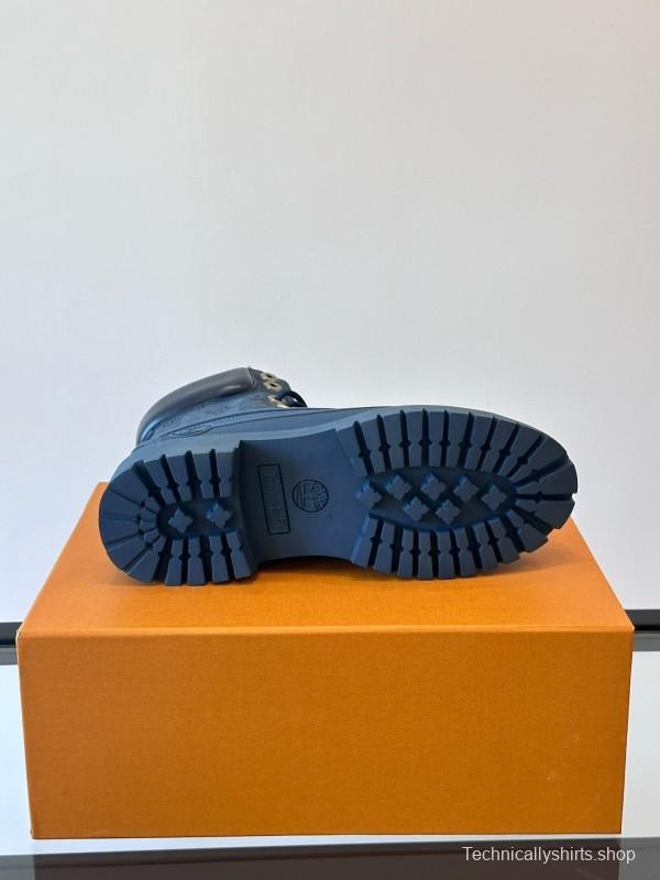 2024 Men Louis Vuitton Blue Leather Ankle Boots MJ00390