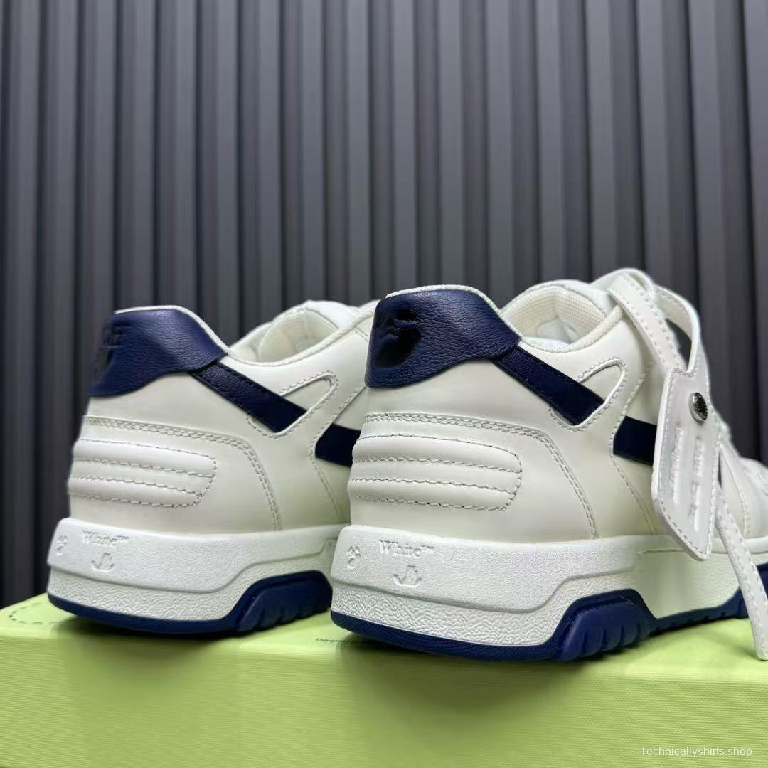 2025 Unisex Off-White White Navy Leather Sneakers KFY00310