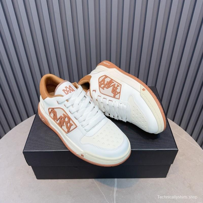 2025 Unisex Amiri White Brown Leather Sneakers MJ00360