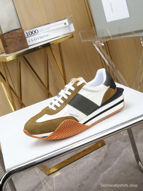 2025 Unisex TOM FORD White Black Brown Leather Suede Sneakers LY00360(LY00370)