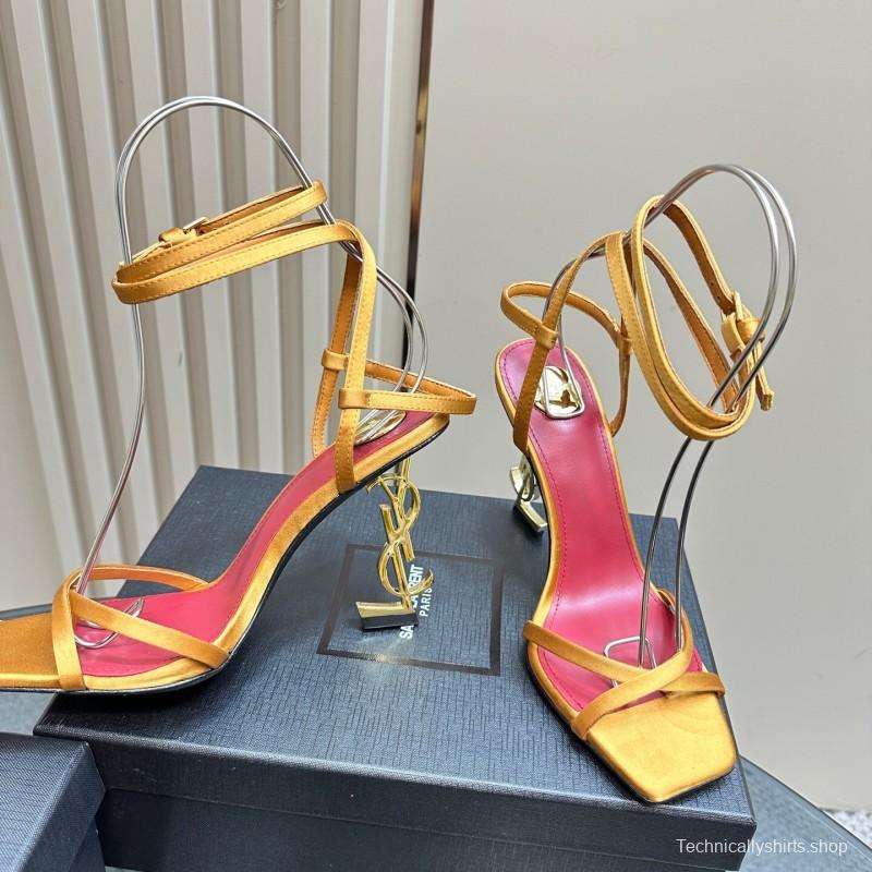 2025 Women Yves Saint Laurent Yellow Leather Sandals