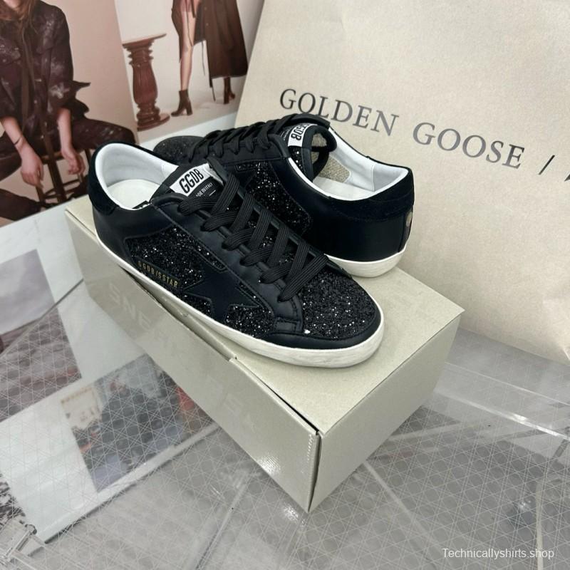 2025 Unisex GGDB Black Glitter Leather Sneakers