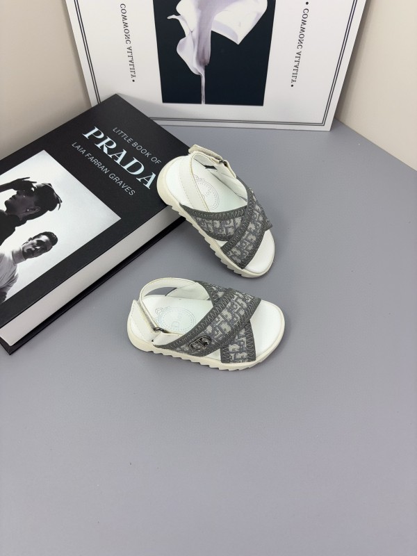 2025 Kids Dior Black White Fabric Sandals