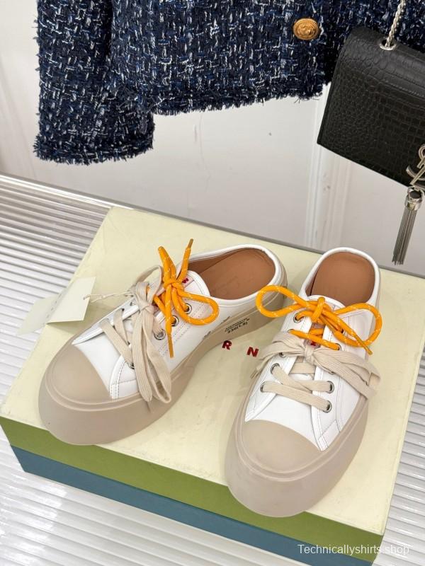2025 Women Yves Saint Laurent White Leather Low-Top Platform Sneakers Yellow Laces Casual Chic YSL1234 (F)
