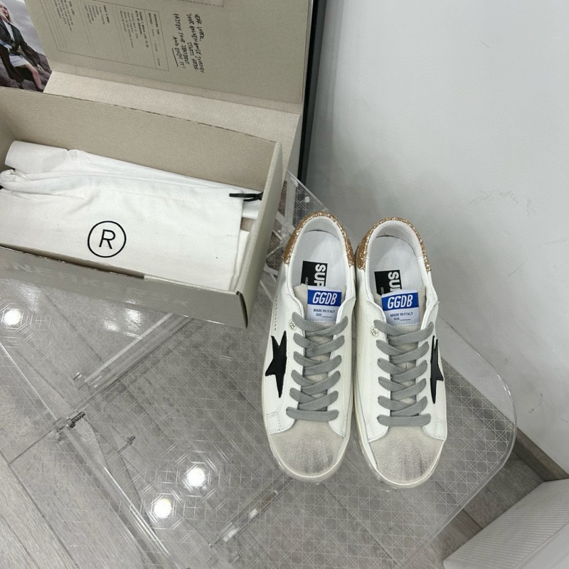 2025 Women GGDB White Black Glitter Leather Suede Sneakers