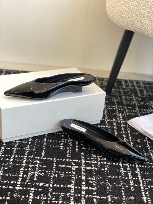 2025 Women Toteme Black Patent Leather Mule