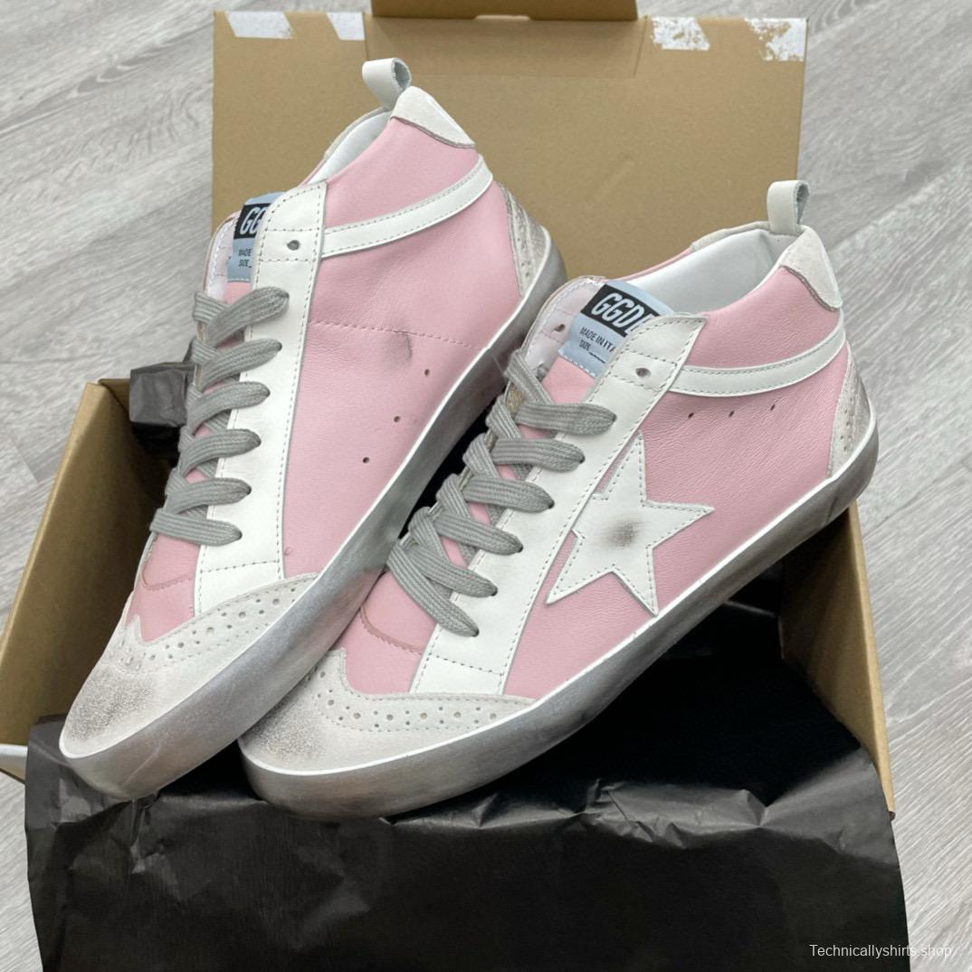 2024 Women GGDB Pink White Leather High Top Sneakers MJ00300