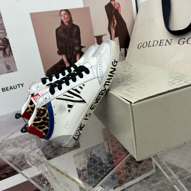 2024 Unisex GGDB White Leopard Blue Leather Suede High-Top Sneakers MJ00300